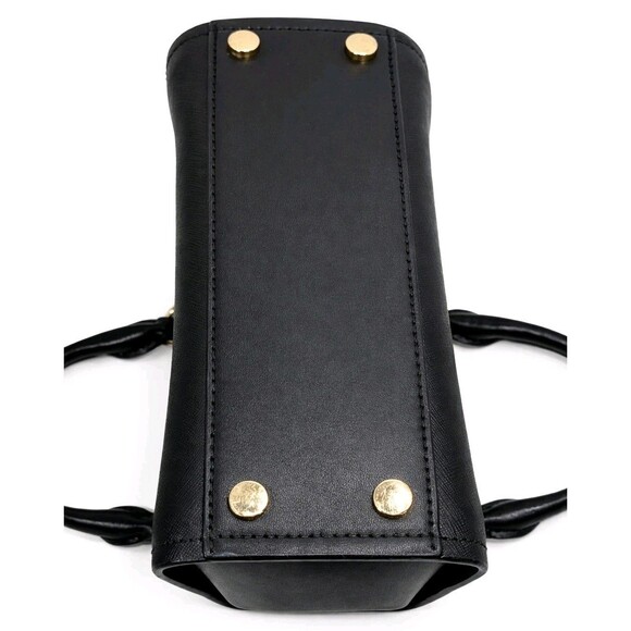 Michael Kors Marilyn Medium Saffiano Leather Satchel Black Gold - Picture 14 of 16